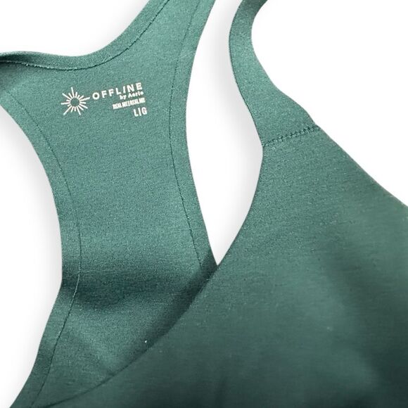 OFFLINE BY AERIE Women’s Green Real Me Hold Up! Racerback Sports Bra Size Large - Picture 4 of 5